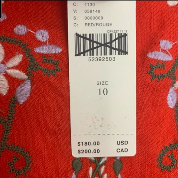 Anthropologie BNWT Aiko Embroidered Shift Dress Red Linen Blend - Picture 8 of 10